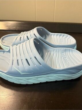 Hoka One One Kids Light Blue Slip-On Slide Sandals